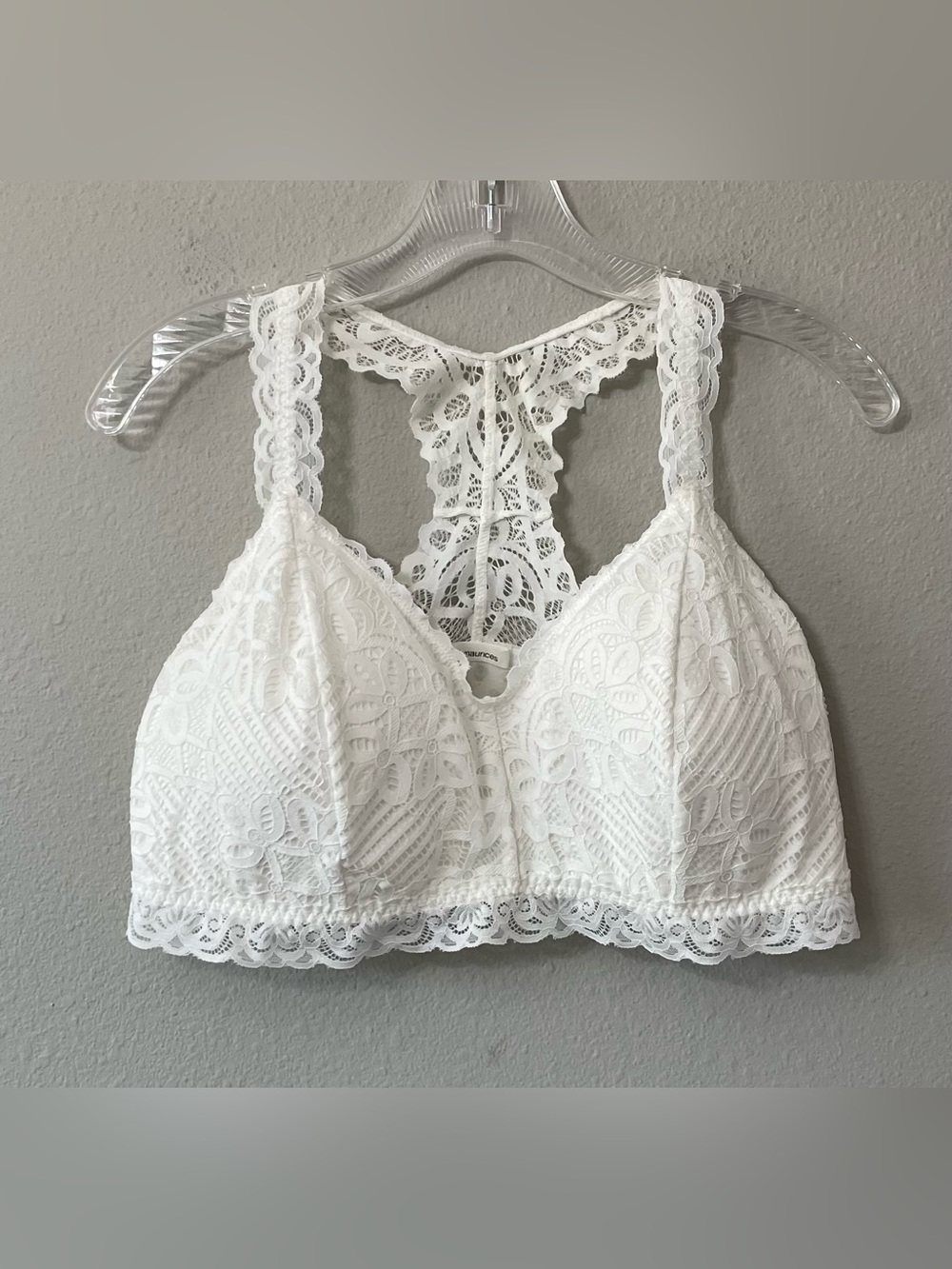 Maurices White Floral Lace Racerback Bralette Crop Top